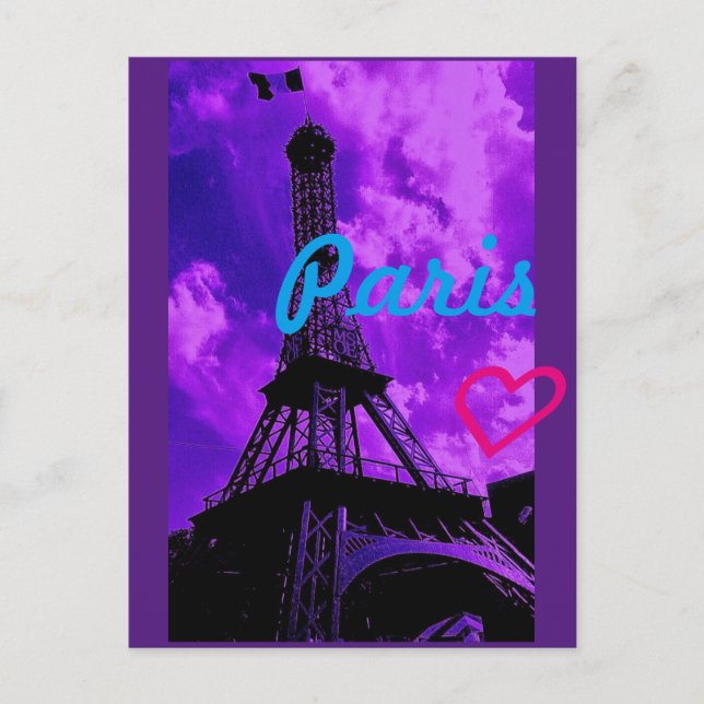 Carte Postale Paris Violet (Devant)