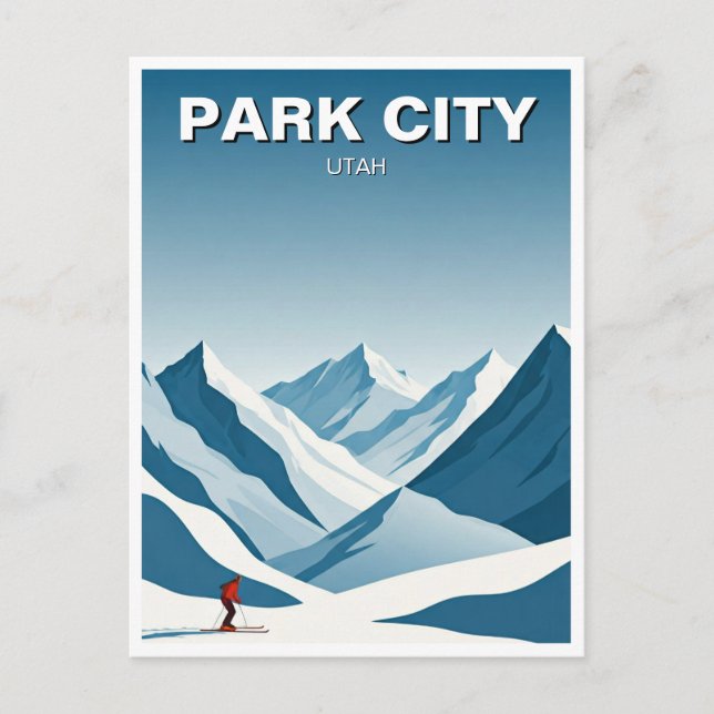 Carte Postale Park City Utah Skiing Skier Travel (Devant)