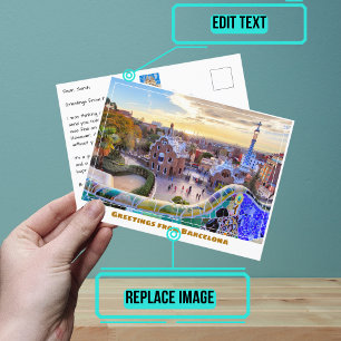 Carte Postale Park Guell Barcelona Espagne Moderne