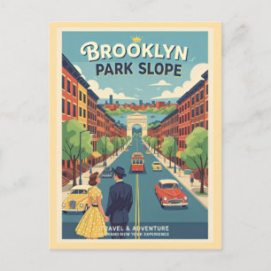 Carte Postale Park Slope Brooklyn NY années 50 Voyage Rétro