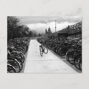 Carte Postale Parking pour Vélo Solo Amsterdam Noir et Blanc