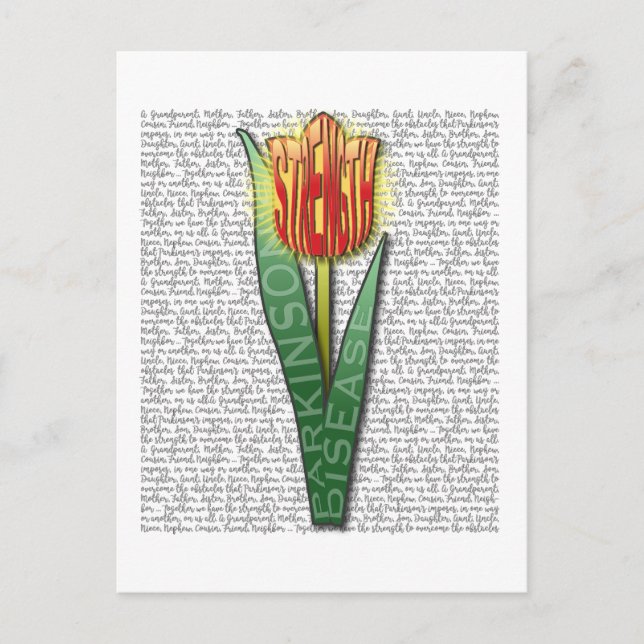 Carte Postale Parkinsons Force Burst Tulip RednJaune (Devant)