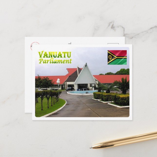 Carte Postale Parlement de Vanuatu (Devant/Arrière en situation)