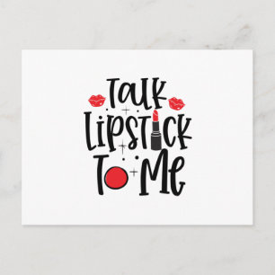 Carte Postale Parlez-moi rouge à lèvres - Citation de maquillage