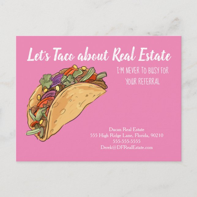 Carte Postale Parlons tacos du marketing immobilier de référence (Devant)