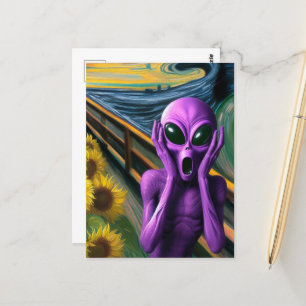 Carte Postale Parodie d'art fin d'alien violet hurlant drôle