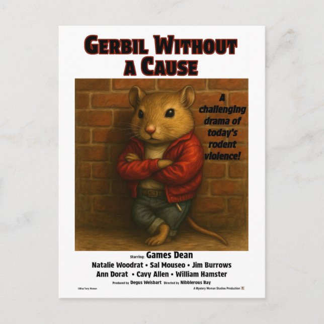 Carte Postale Parodie de film Gerbil Without a Cause (Devant)