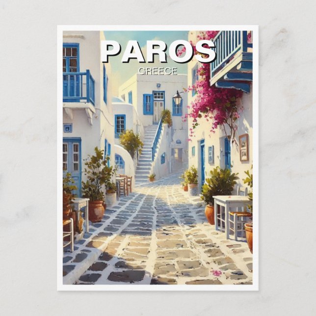 Carte Postale Paros Grèce Iles Voyage Aquarelle (Devant)