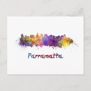 Carte Postale Parramatta skyline in watercolor