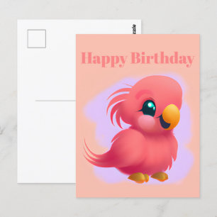 Carte Postale Parrot de bébé rose mignon et adorable