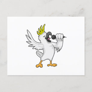 Carte Postale Parrot en chanteur avec microphone