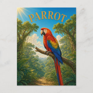 Carte Postale Parrot Jungle Canopy Watercolor GeoSaga