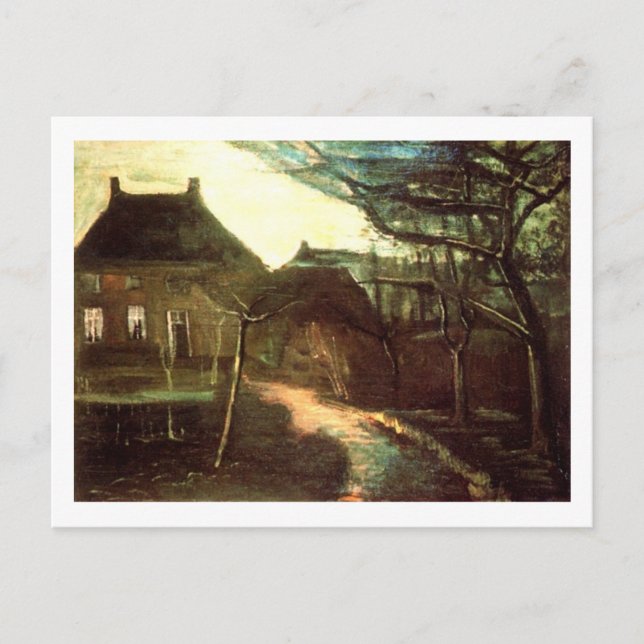 Carte Postale Parsonage à Nuenen par Moonlight, Vincent van Gogh (Devant)