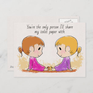 Carte Postale Partager Mon Papier Toilette Cute Funny Postcard