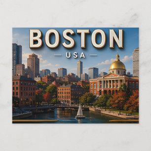 Carte Postale Partagez des souvenirs de voyage à Boston