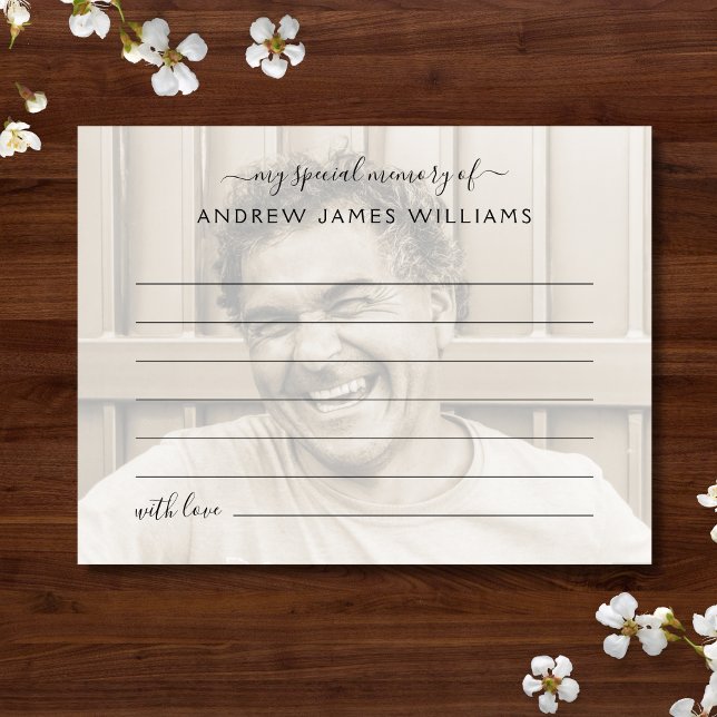 Carte Postale Partagez une photo souvenir d'enterrement (Share A Memory Photo Card)