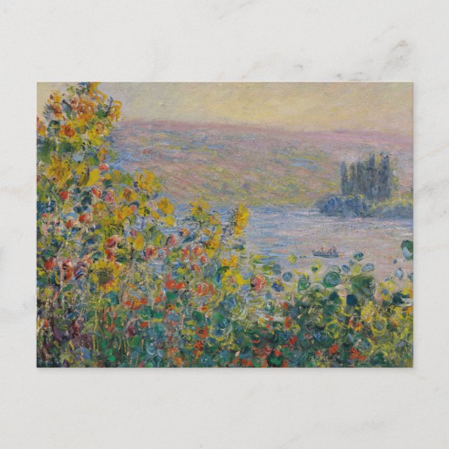 Carte Postale Parterres de fleurs à Vétheuil, paysage impression (Devant)