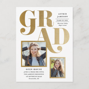 Carte Postale Parti de graduation photo Gold Moderne de 2e année
