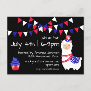 Carte Postale Parti Llama du quatrième juillet