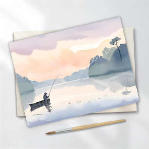 Carte Postale Parti Pêcher   Aquarelle Sereine de Lake Airy