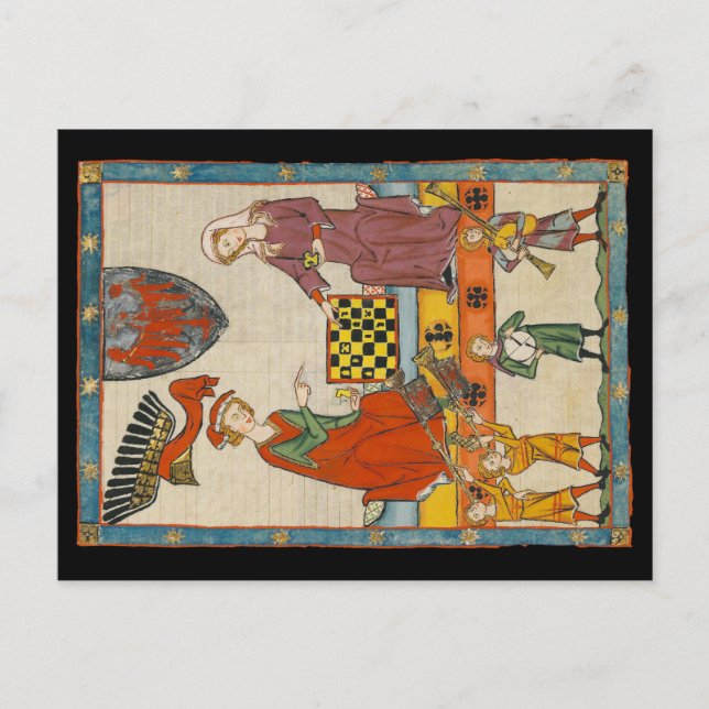 Carte Postale Partie d'échecs Codex Manesse XIVe siècle (Devant)