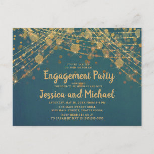Carte Postale Partie d'engagement turquoise Gold String
