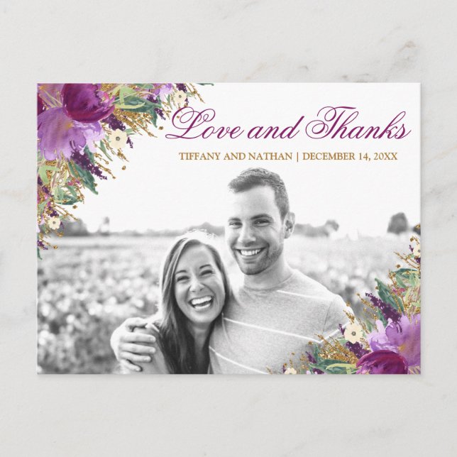 Carte Postale Parties scintillant Amethyst Purple Photo Merci Po (Devant)