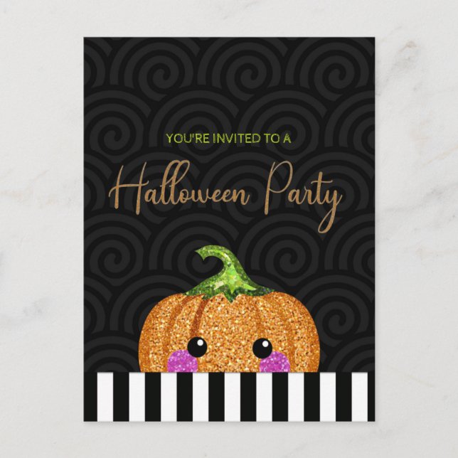 Carte Postale Parties scintillant amusante Citrouille Halloween  (Devant)
