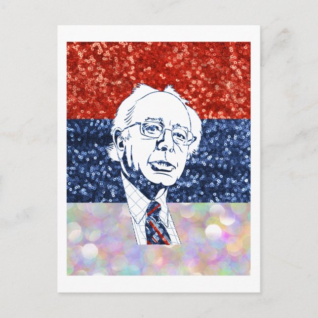 Carte Postale parties scintillant bernie sanders (Devant)