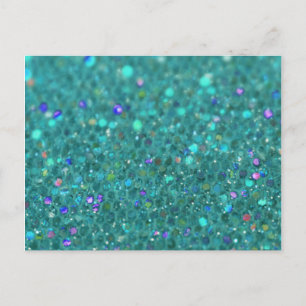 Carte Postale Parties scintillant bleue turquoise