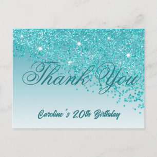 Carte Postale Parties scintillant Bleue turquoise, 20e anniversa