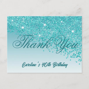 Carte Postale Parties scintillant Bleue turquoise, 40e anniversa