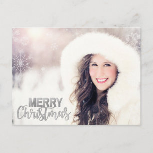 Carte Postale Parties scintillant d'argent moderne Noël PHOTO de