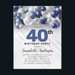 Carte Postale Parties scintillant de ballons bleu marine en arge<br><div class="desc">Glam Moderne Marine Bleu Balloon Argent Parties scintillant Étincelle N'importe quel âge Anniversaire Invitation</div>