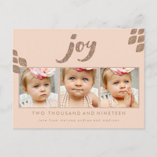 Carte Postale Parties scintillant de bronze Pêche Joie Xmas Cadr