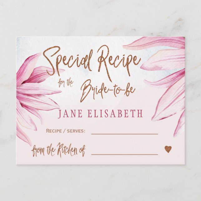 Carte Postale Parties scintillant de cuivre floral script de la  (Devant)