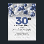 Carte Postale Parties scintillant de la Marine Blue Silver Ballo<br><div class="desc">Glam Moderne Marine Bleu Balloon Argent Parties scintillant Étincelle N'importe quel âge Anniversaire Invitation</div>