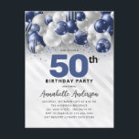 Carte Postale Parties scintillant de la Marine Blue Silver Ballo<br><div class="desc">Glam Moderne Marine Bleu Balloon Argent Parties scintillant Étincelle N'importe quel âge Anniversaire Invitation</div>