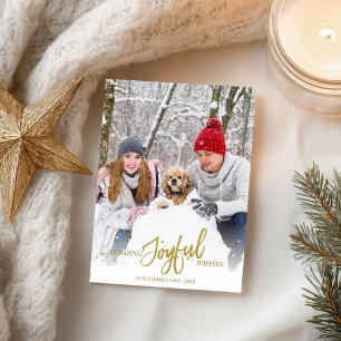 Carte Postale Parties scintillant d'or Calligraphie Photo Noël