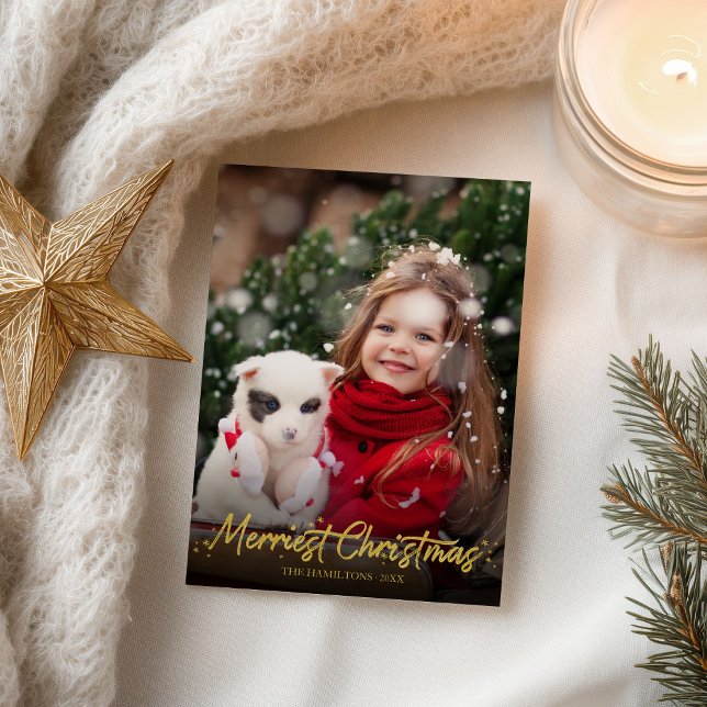 Carte Postale Parties scintillant d'or Calligraphie photo Noël l (Créateur téléchargé)