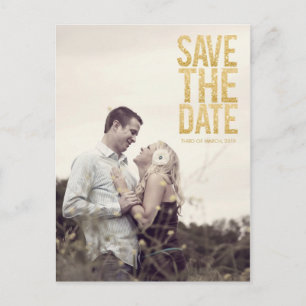 Carte Postale Parties scintillant d'or Enregistrer la date Faire