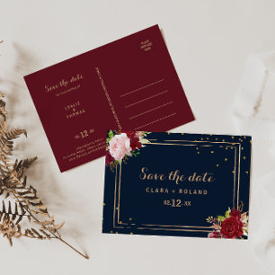 Carte Postale Parties scintillant d'or géométrique Rouge Tropica