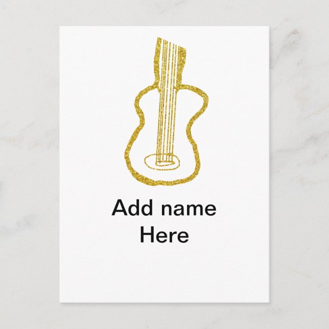 Carte Postale Parties scintillant d'or guitare acoustique ajoute (Devant)