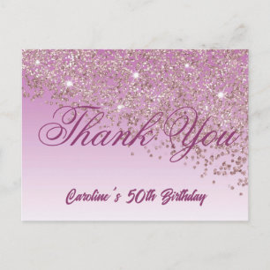 Carte Postale Parties scintillant d'or rose, 50e anniversaire Me