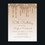 Carte Postale Parties scintillant Drips Gold 30th Birthday Party<br><div class="desc">Cette invitation branchée à 30e anniversaire présente une bordure brillante de fausse parties scintillant or et un arrière - plan sombre. Les mots "30e anniversaire" et le nom de l'invité d'honneur apparaissent dans un script décontracté d'écriture manuscrite couleur or,  le reste du texte personnalisable dans la police sans serif.</div>