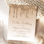 Carte Postale Parties scintillant Drips Gold 50th Birthday Party<br><div class="desc">Cette invitation branchée à 50ème anniversaire présente une bordure brillante de fausse parties scintillant d'or et un arrière - plan sombre. Les mots "50e anniversaire" et le nom de l'invité d'honneur apparaissent en écriture manuscrite en or décontracté,  avec le reste du texte personnalisable en or sans serif.</div>