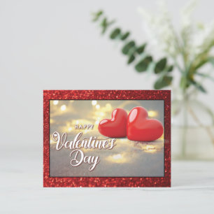 Carte Postale Parties scintillant élégante Coeurs rouges Saint V