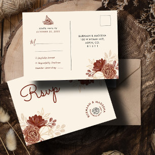 Carte Postale Parties scintillant en or lin aquarelle Mariage mu