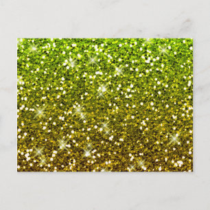 Carte Postale Parties scintillant en or vert clair chatoyantes