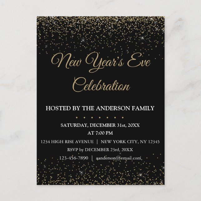 Carte Postale parties scintillant étincelante du Nouvel An 2018 (Devant)